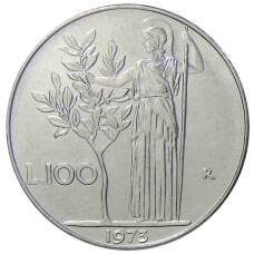 Монета 100 лир 1973 года Италия (аверс)