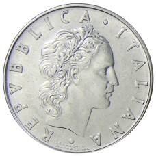 Монета 50 лир 1974 года Италия (реверс)