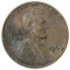 Монета 1 цент 1964 года США (аверс)