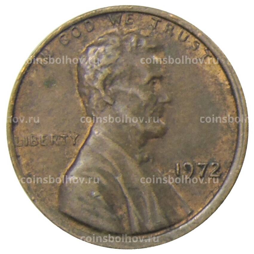 Монета 1 цент 1972 года США
