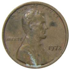 Монета 1 цент 1972 года США (аверс)