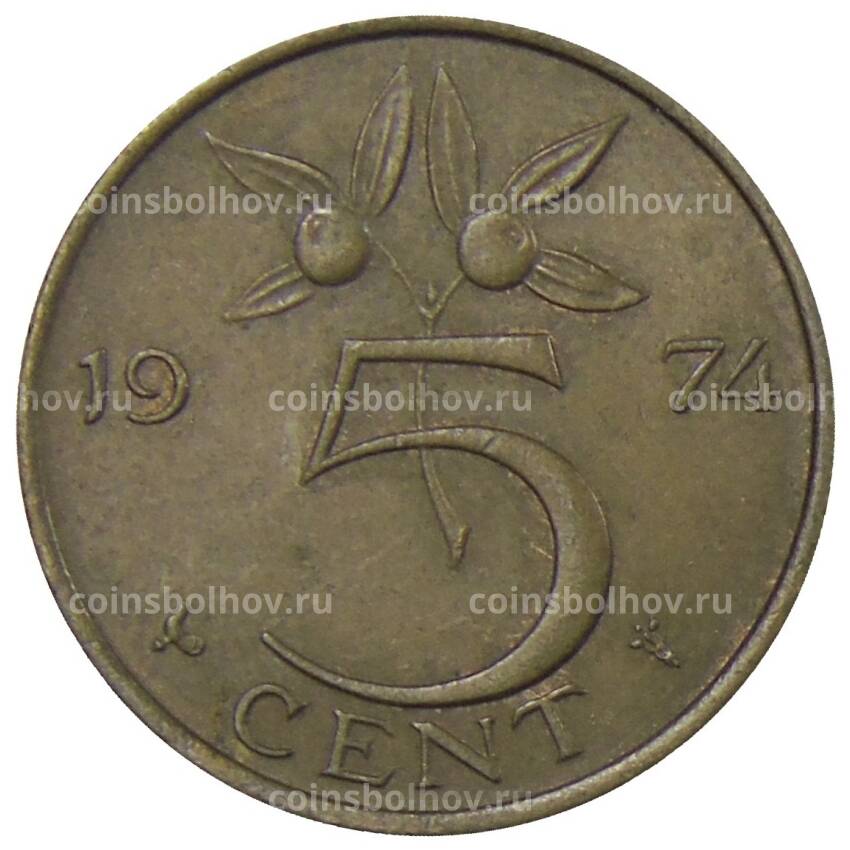 Монета 5 центов 1974 года Нидерланды