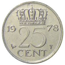 Монета 25 центов 1978 года Нидерланды (аверс)