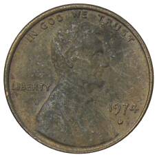 Монета 1 цент 1974 года D США (аверс)