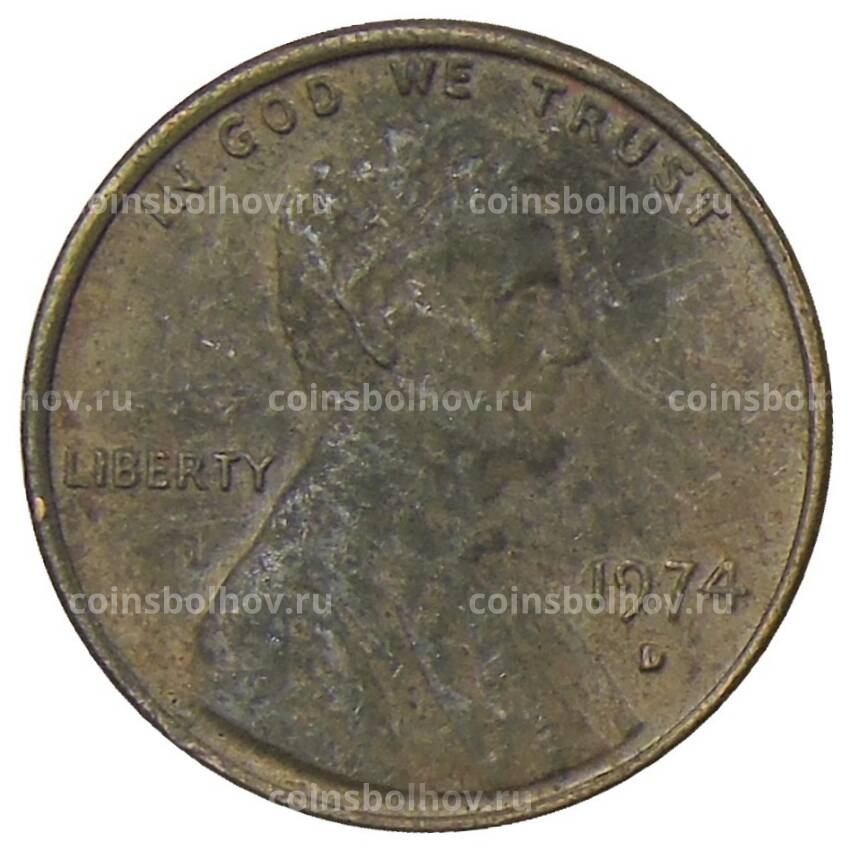 Монета 1 цент 1974 года D США