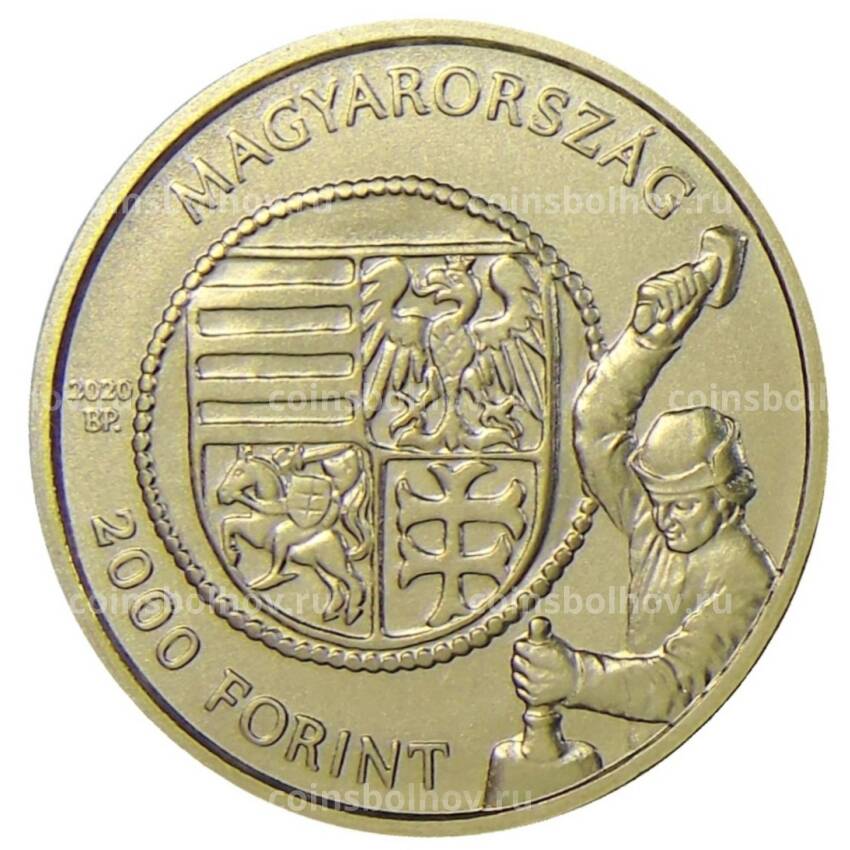 Монета 2000 форинтов 2020 года Венгрия — Средневековые венгерские золотые флорины — Золотой флорин И. Уласло