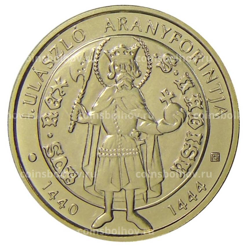Монета 2000 форинтов 2020 года Венгрия — Средневековые венгерские золотые флорины — Золотой флорин И. Уласло (вид 2)