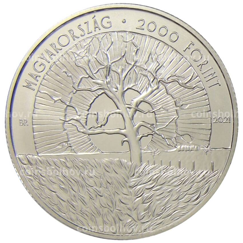 Монета 2000 форинтов 2021 года Венгрия — 100 лет со дня рождения Яноша Пилинского (вид 2)