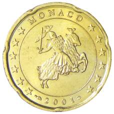 Монета 20 евроцентов 2001 года Монако (аверс)