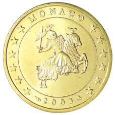 Монета 50 евроцентов 2003 года Монако (аверс)