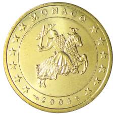 Монета 50 евроцентов 2003 года Монако (аверс)