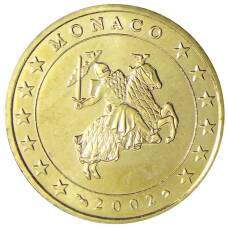Монета 50 евроцентов 2002 года Монако (аверс)