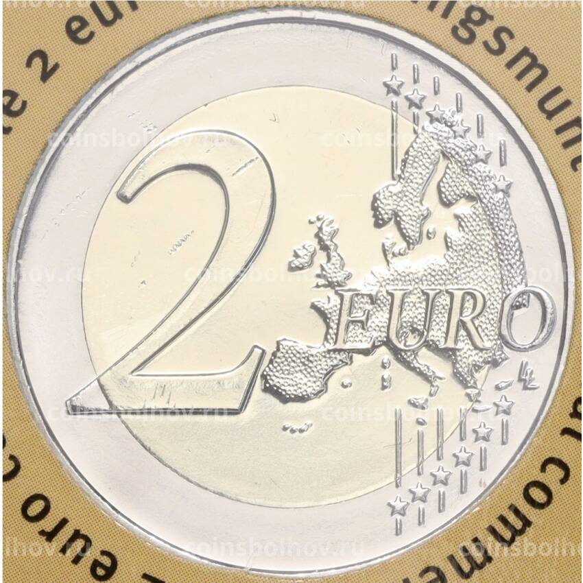 Монета 2 евро 2023 года Бельгия «Новое искусство» (текст на лицевой стороне блистера на французском и немецком) (вид 4)
