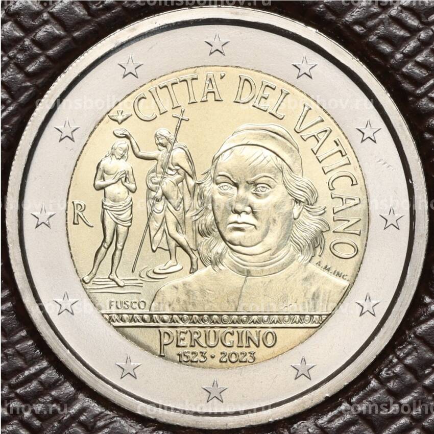 Монета 2 евро 2023 года Ватикан «500 лет со дня смерти Пьетро Перуджино» (в буклете) 