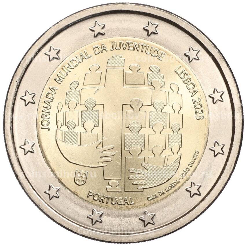 Монета 2 евро 2023 года  Португалия — Всемирный день молодежи в Лиссабоне 2023
