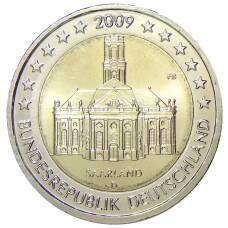 Монета 2 евро 2009 года D Германия — Церковь Людвига в Саарбрюккен, Саар (аверс)