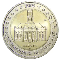 Монета 2 евро 2009 года D Германия — Церковь Людвига в Саарбрюккен, Саар (аверс)
