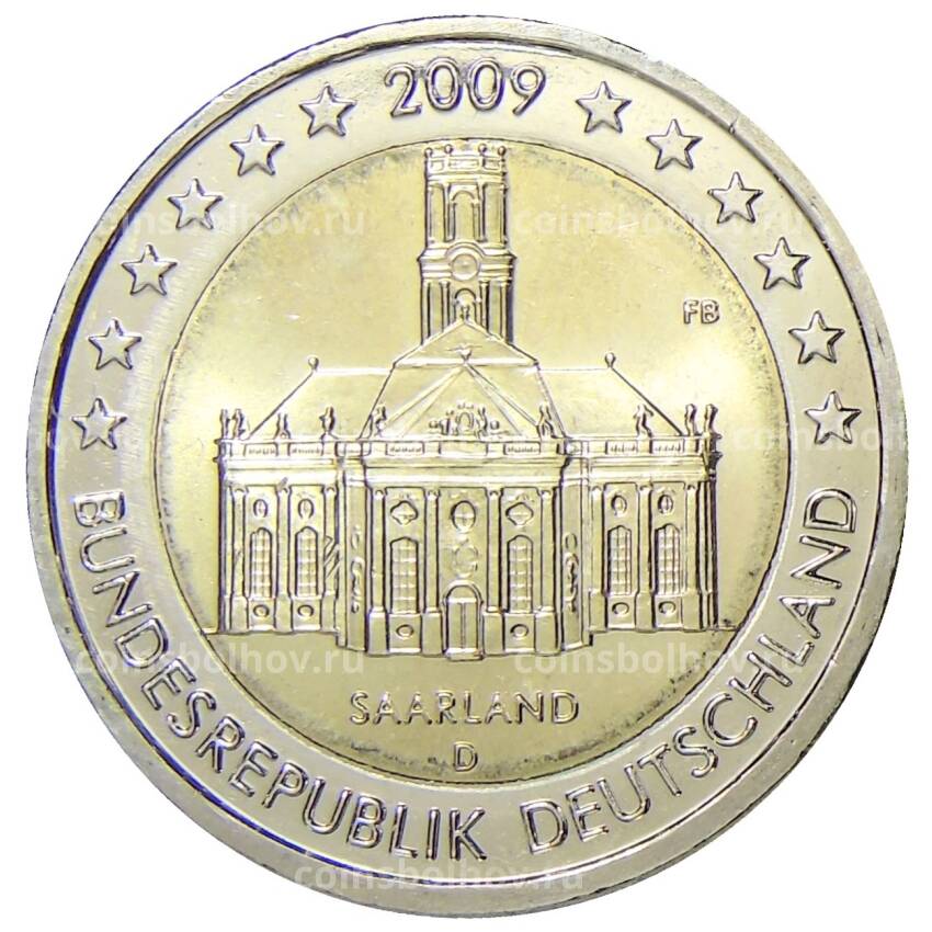 Монета 2 евро 2009 года D Германия — Церковь Людвига в Саарбрюккен, Саар