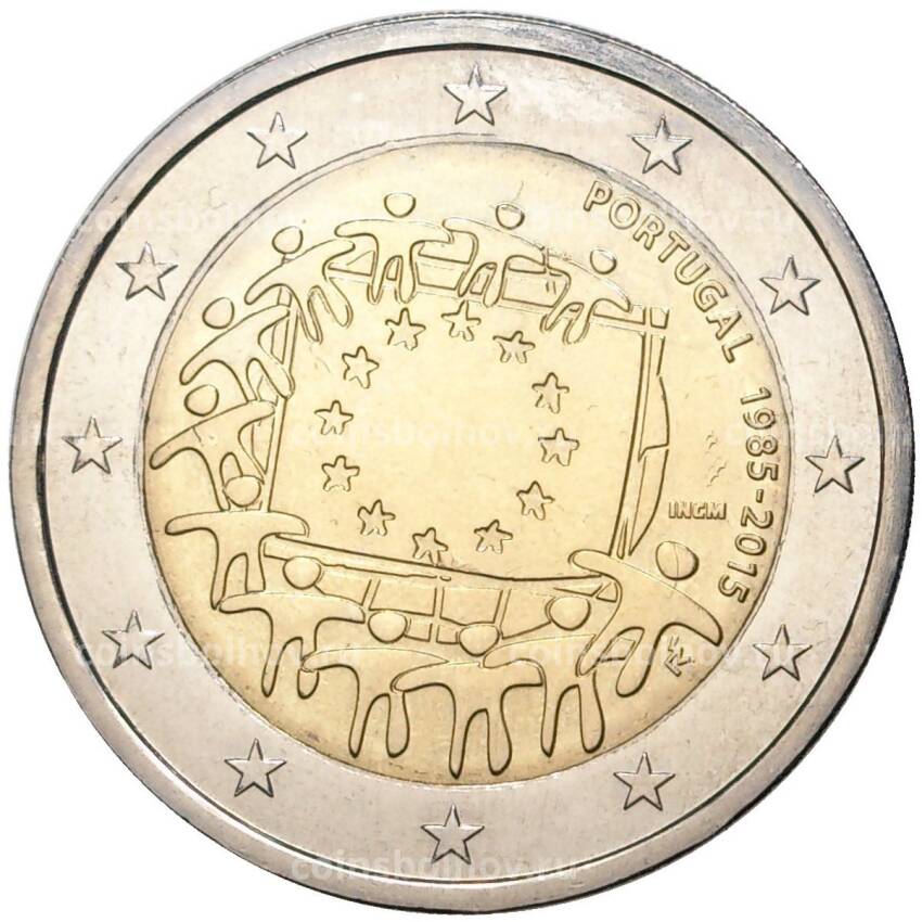 Монета 2 евро 2015 года Португалия — 30 лет флагу Европейского союза