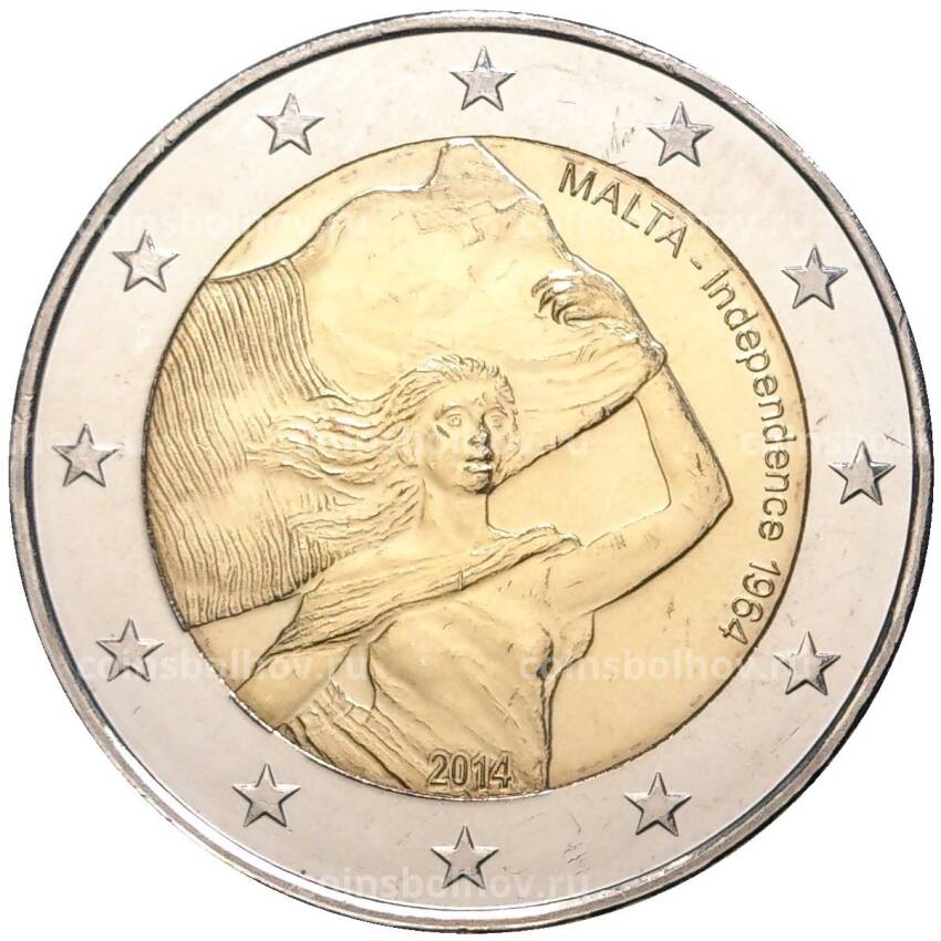 Монета 2 евро 2014 года Мальта —  50 лет Независимости Мальты