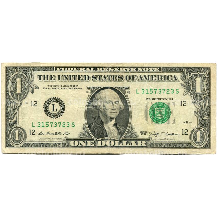 Банкнота 1 доллар 2009 года США