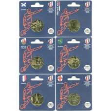 Набор из 6 монет 1/4 евро 2023 года Франция «Чемпионат мира по регби 2023 во Франции» (в блистерах) (аверс)