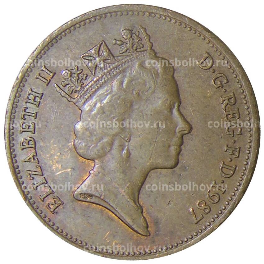 Монета 2 пенса 1987 года Великобритания