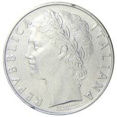 Монета 100 лир 1968 года Италия (реверс)