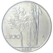 Монета 100 лир 1982 года Италия (аверс)