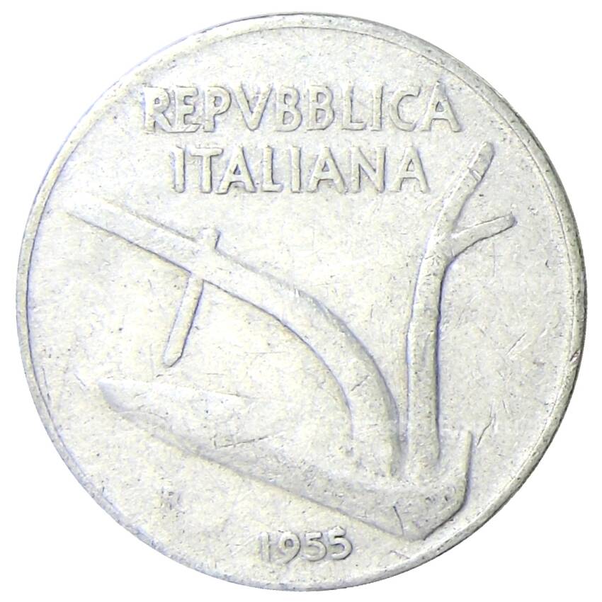 Монета 10 лир 1955 года Италия