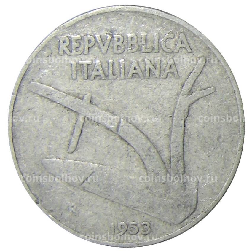 Монета 10 лир 1953 года Италия