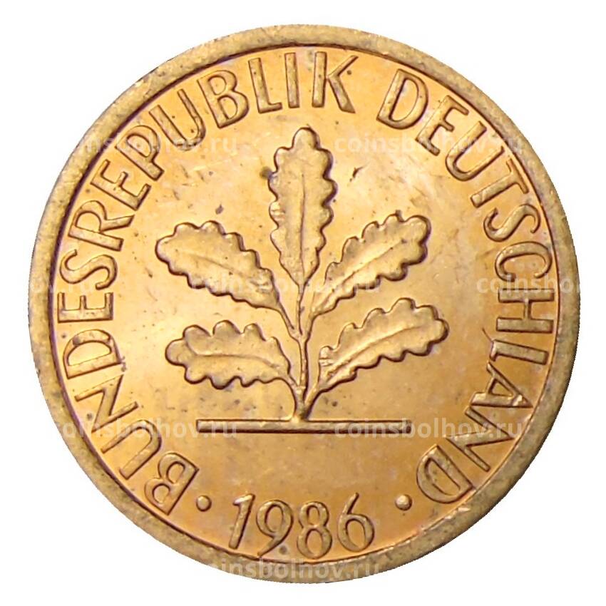 Монета 1 пфенниг 1986 года J Германия