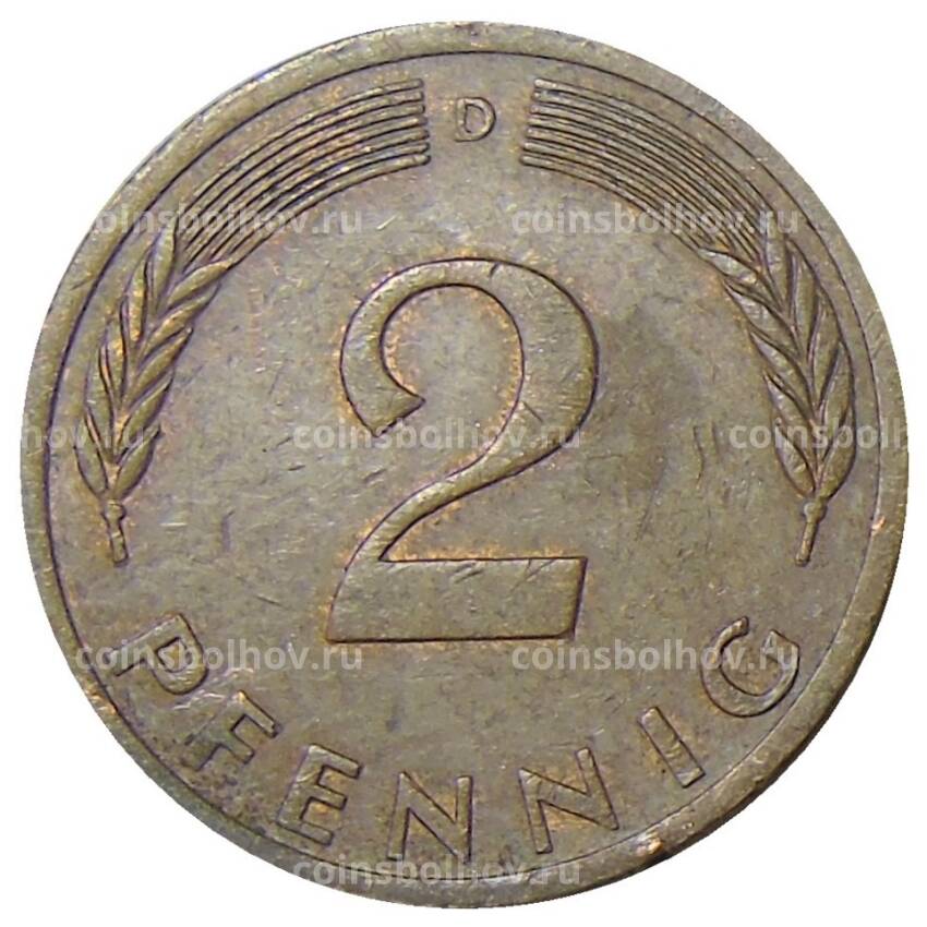 Монета 2 пфеннига 1976 года D Германия (вид 2)