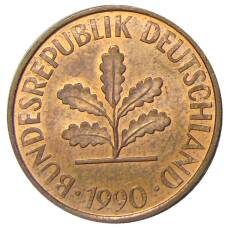Монета 2 пфеннига 1990 года D Германия (аверс)