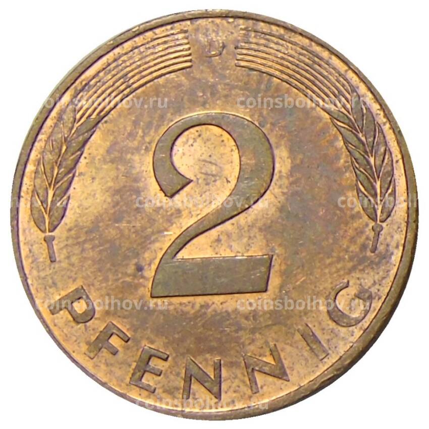 Монета 2 пфеннига 1990 года D Германия (вид 2)