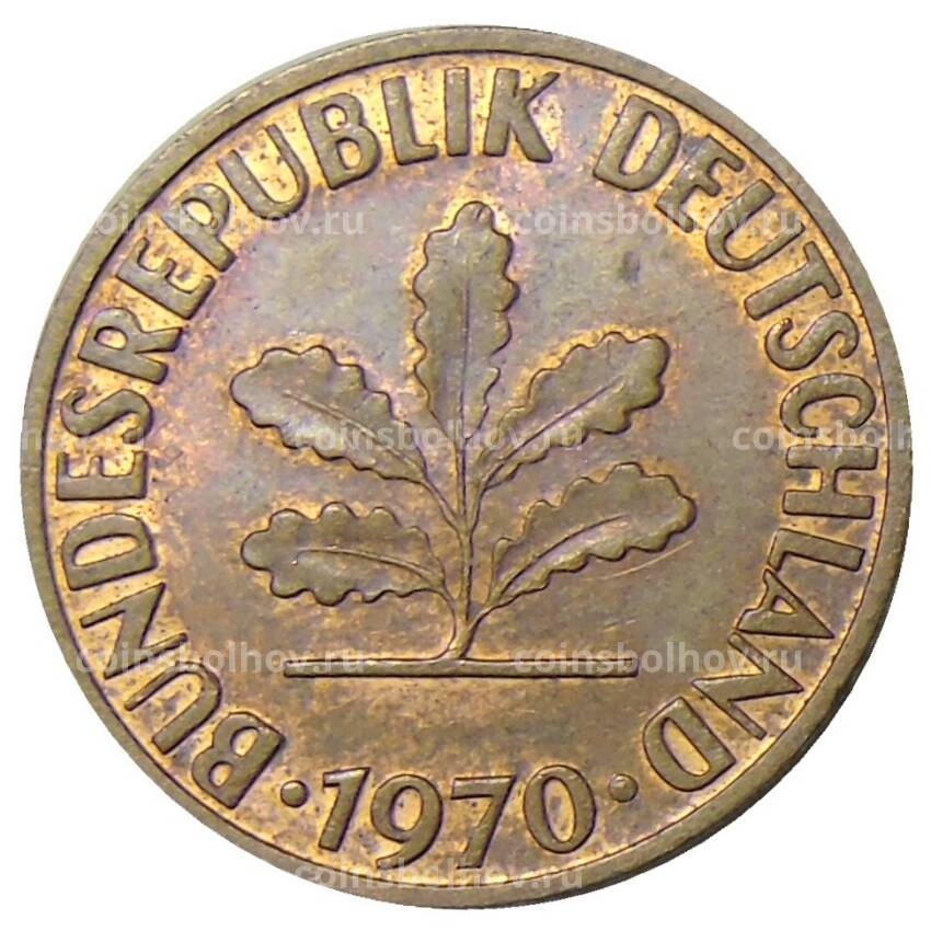 Монета 2 пфеннига 1970 года G Германия