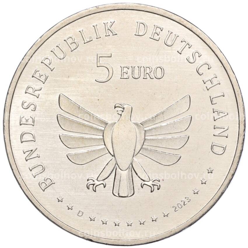Монета 5 евро 2023 года D Германия «Чудесный мир насекомых — Рыжая осмия» (вид 2)