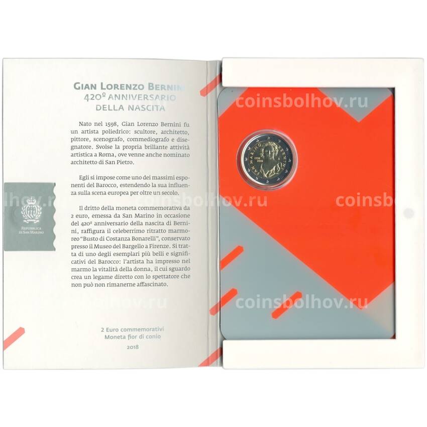 Монета 2 евро 2018 года Сан-Марино «420 лет со дня рождения Джованни Лоренцо Бернини» (в буклете) (вид 3)
