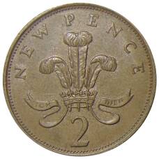 Монета 2 новых пенса 1975 года Великобритания (реверс)