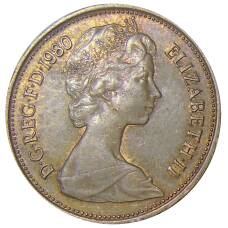 Монета 2 новых пенса 1980 года Великобритания (аверс)