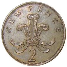 Монета 2 новых пенса 1980 года Великобритания (реверс)