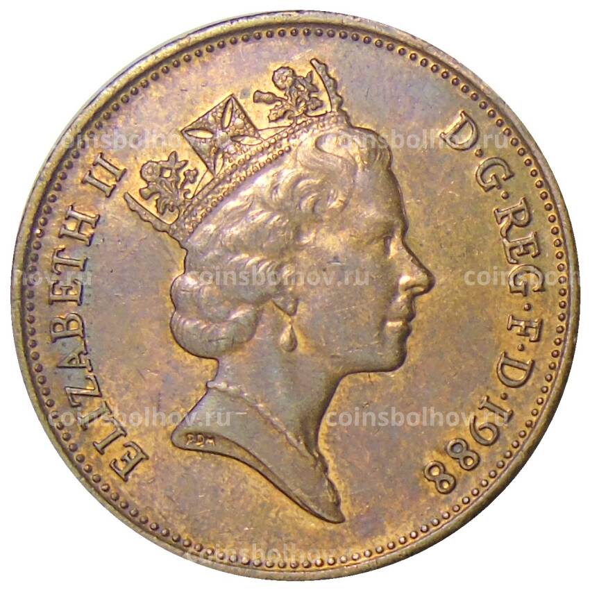 Монета 2 пенса 1988 года Великобритания