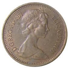 Монета 1/2 нового пенни 1971 года Великобритания (аверс)