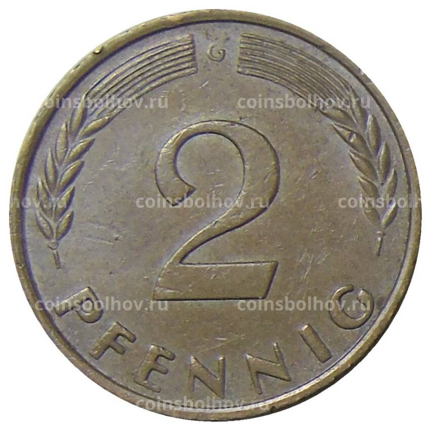 Монета 2 пфеннига 1959 года G Германия (вид 2)