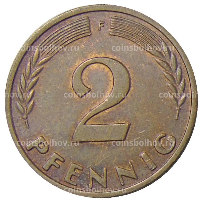 Монета 2 пфеннига 1968 года F Германия (вид 2)