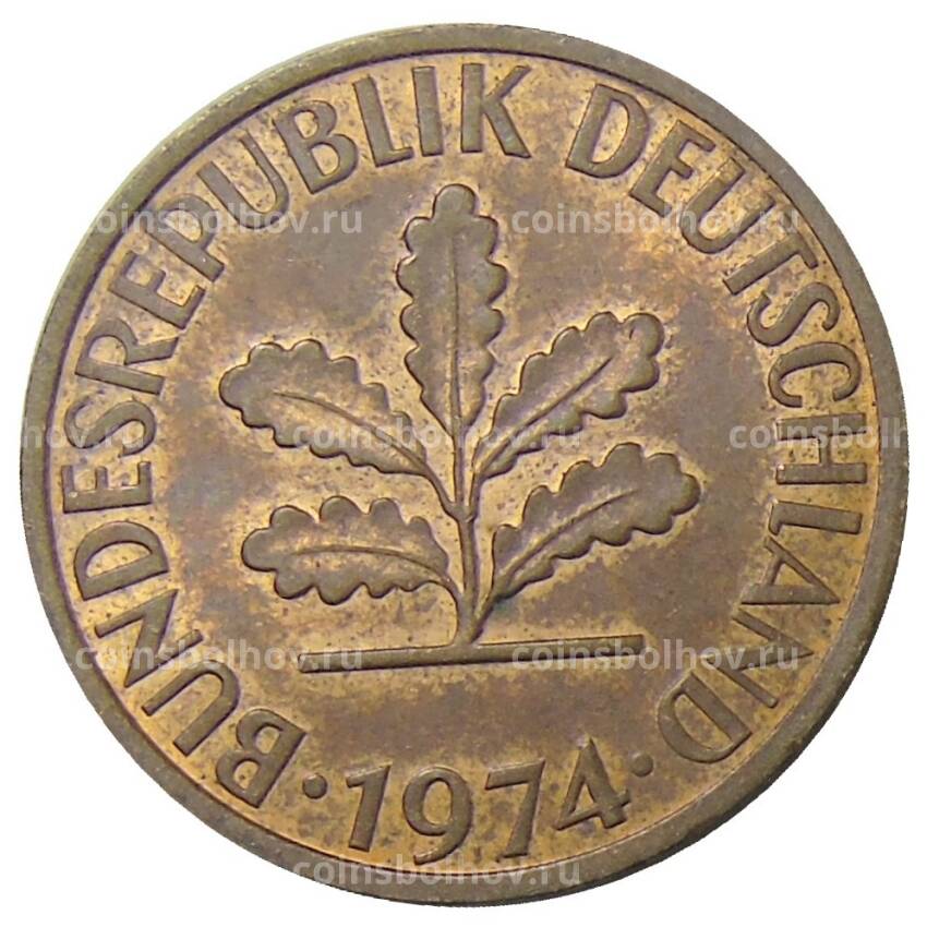 Монета 2 пфеннига 1974 года G Германия