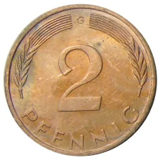 Монета 2 пфеннига 1975 года G Германия (реверс)