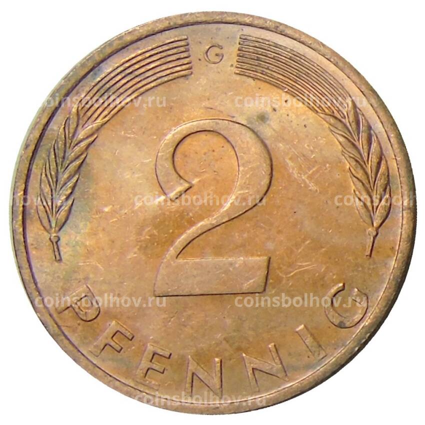 Монета 2 пфеннига 1975 года G Германия (вид 2)