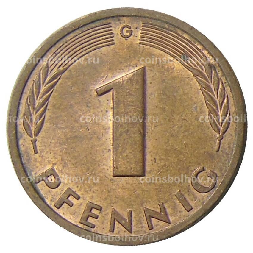 Монета 1 пфенниг 1980 года G Германия (вид 2)