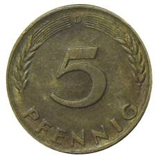 Монета 5 пфеннигов 1967 года  D Германия (реверс)